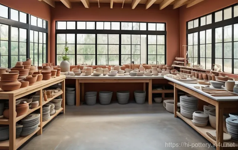 도예 창업 준비 및 절차 - Vibrant Pottery Market Stall**
    "A lively and colorful scene of a pottery stall at a bustling loc...