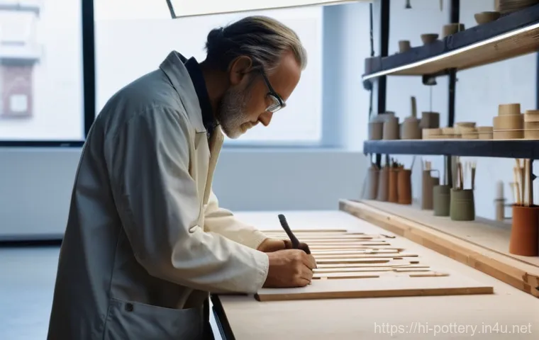 도자기 예술작품 경매 동향 - **Prompt:** A minimalist art gallery space showcasing a diverse collection of contemporary ceramic a...