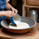 Home 22 슬립 캐스팅 과정 - **Prompt 1: The Art of Slip Preparation**
"A clean, brightly lit pottery studio scene. In the fo...