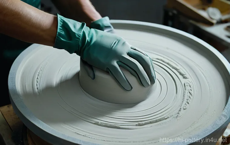 슬립 캐스팅 과정 - **Prompt 1: The Art of Slip Preparation**
    "A clean, brightly lit pottery studio scene. In the fo...