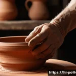 Home 21 도예 흙 종류별 특성 - **Prompt 1: "The Potter's Touch with Terracotta"**
A close-up, high-detail shot of a potter's ha...