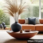 Home 20 현대 도자기 트렌드 분석 - **Prompt 1: Modern Pottery in a Stylish Home Setting**
"A bright, naturally lit living room with...